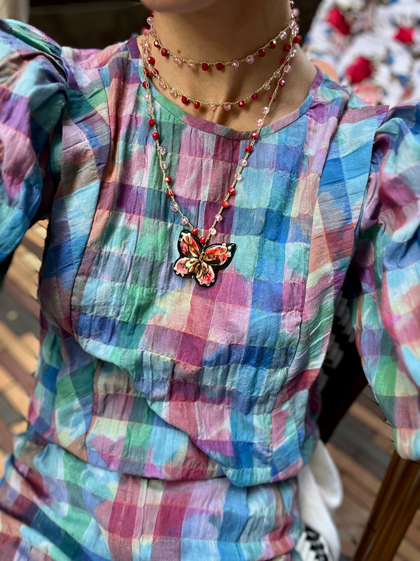 Collar Mariposa Roja
