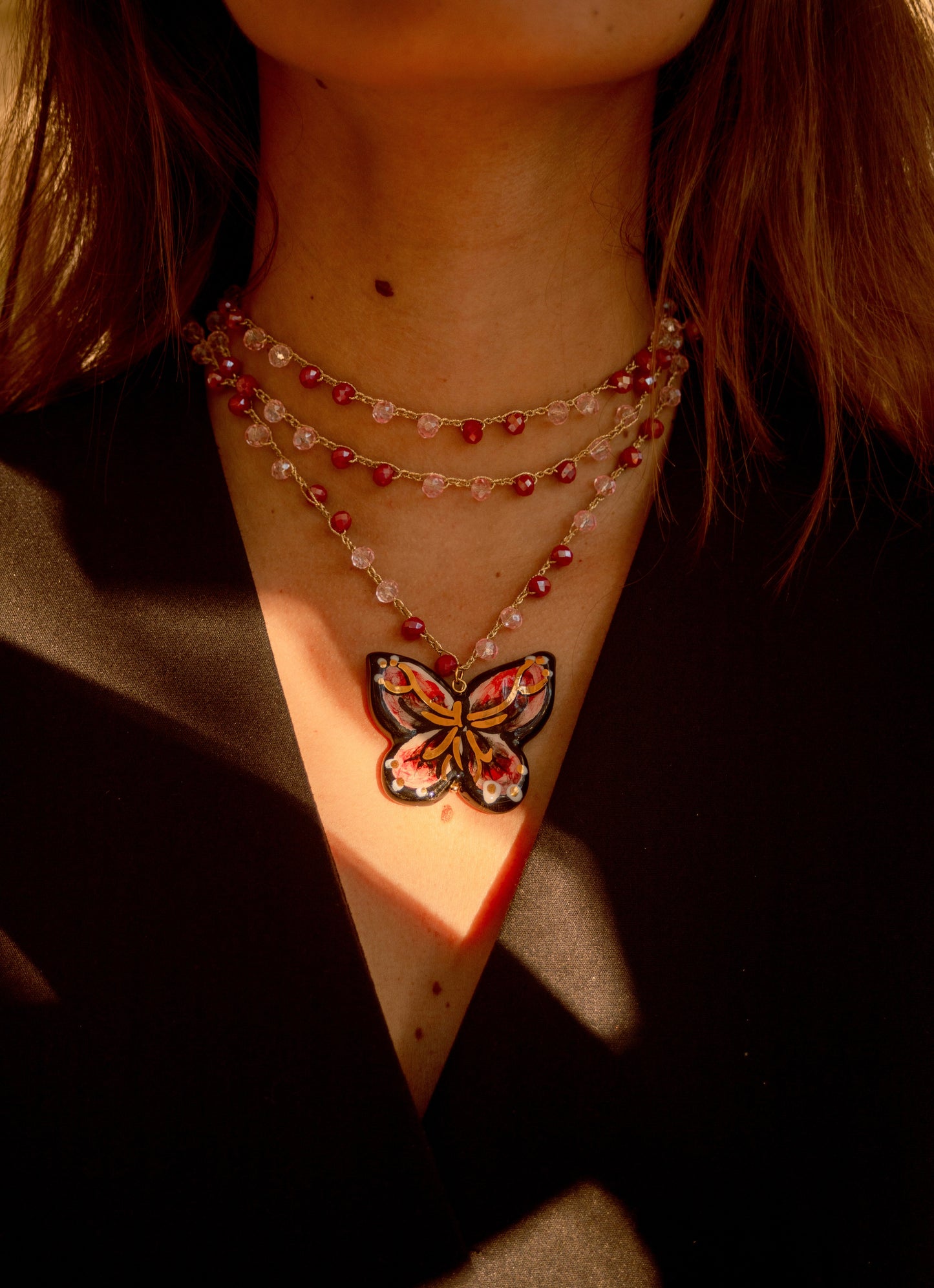 Collar Mariposa Roja