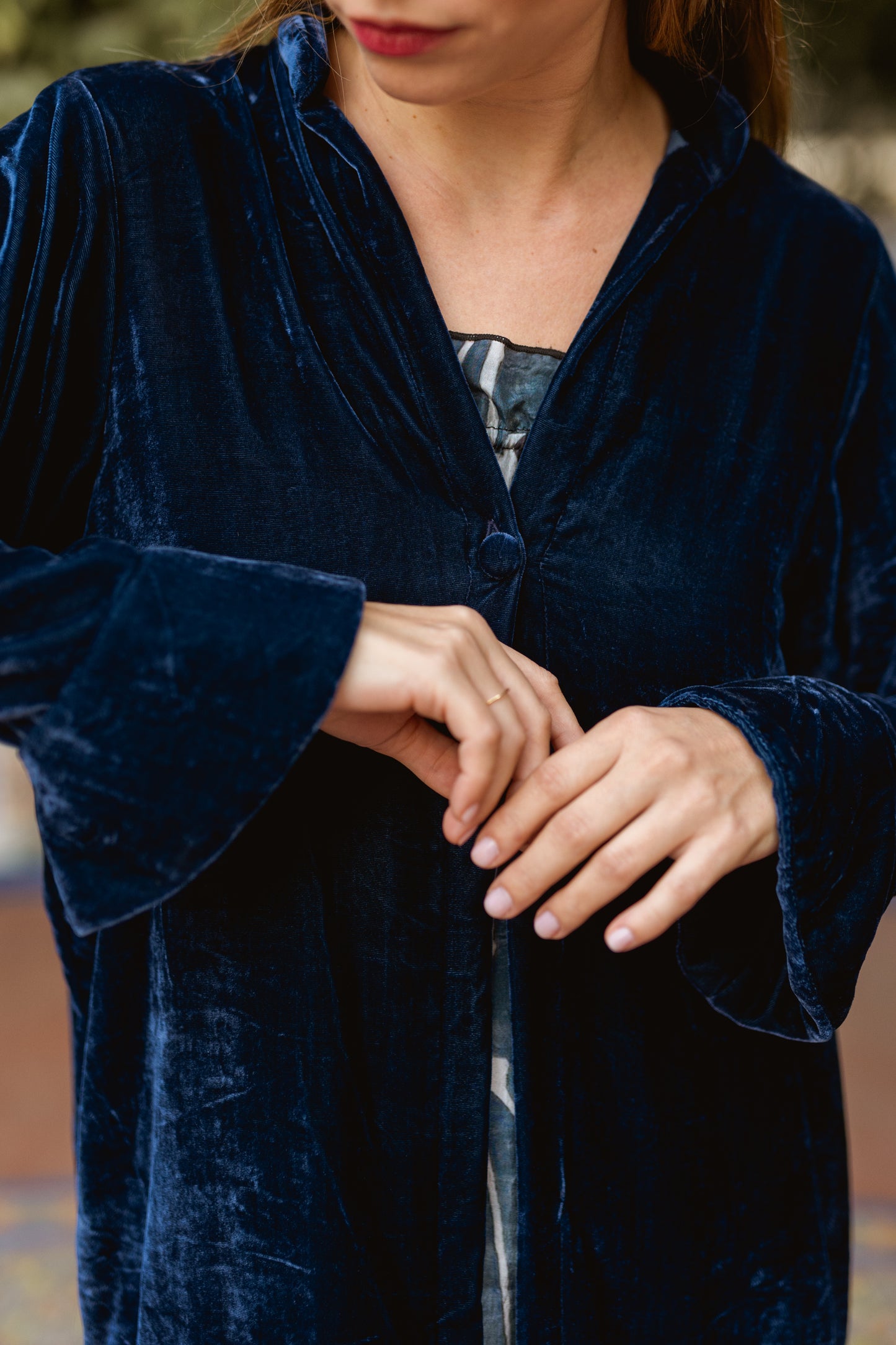 Chaqueta Terciopelo de Seda Azul Marina
