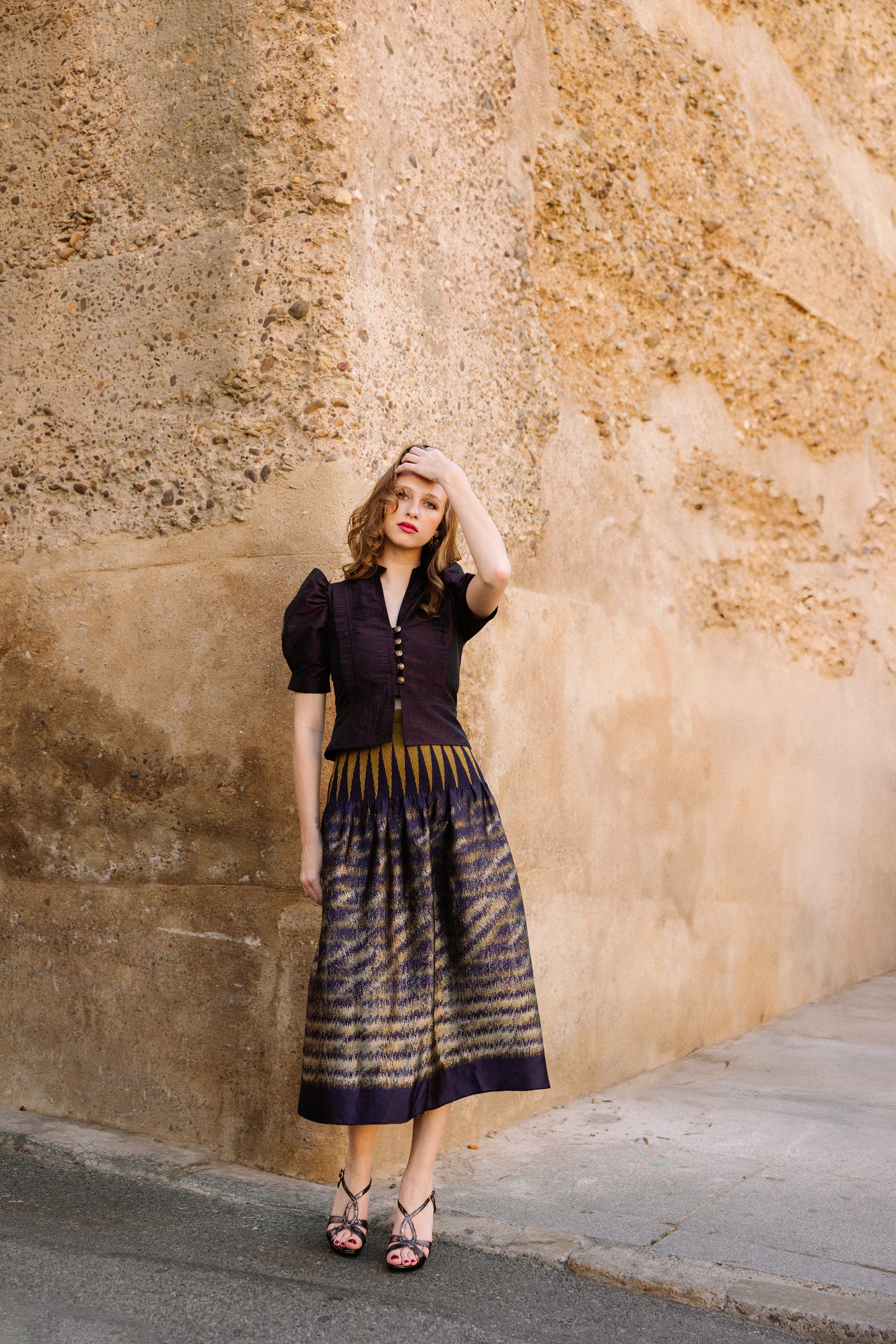 Falda Paris Dorada/Morada