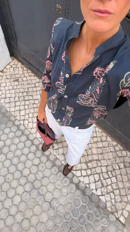 Camisa Gris Estampada Roma