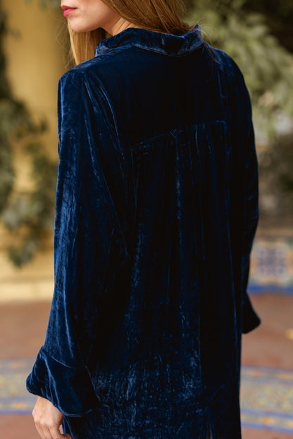 Chaqueta Terciopelo de Seda Azul Marina