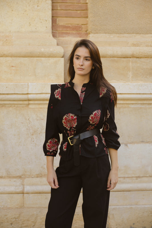 Camisa Negra Estampada Tokio