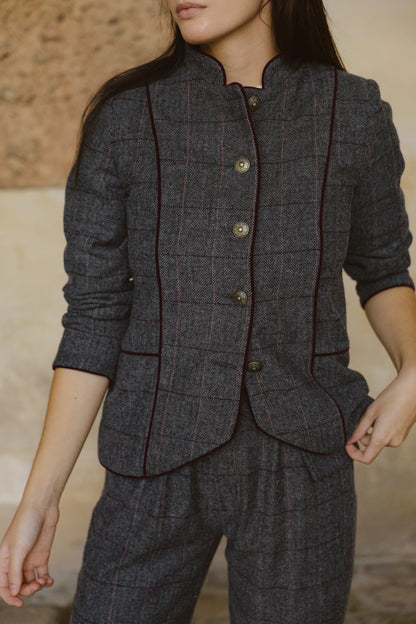Chaqueta Cuadros Grises Bruna