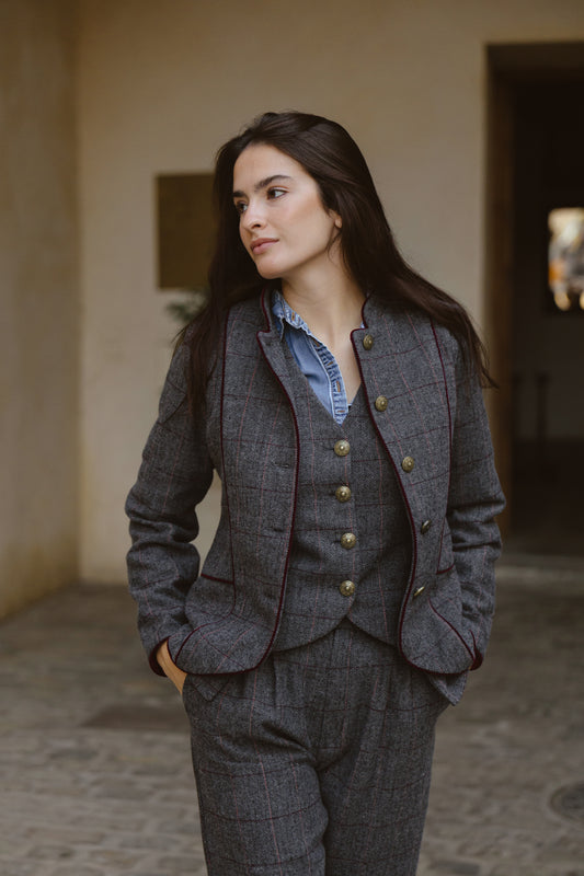 Chaqueta Cuadros Grises Bruna